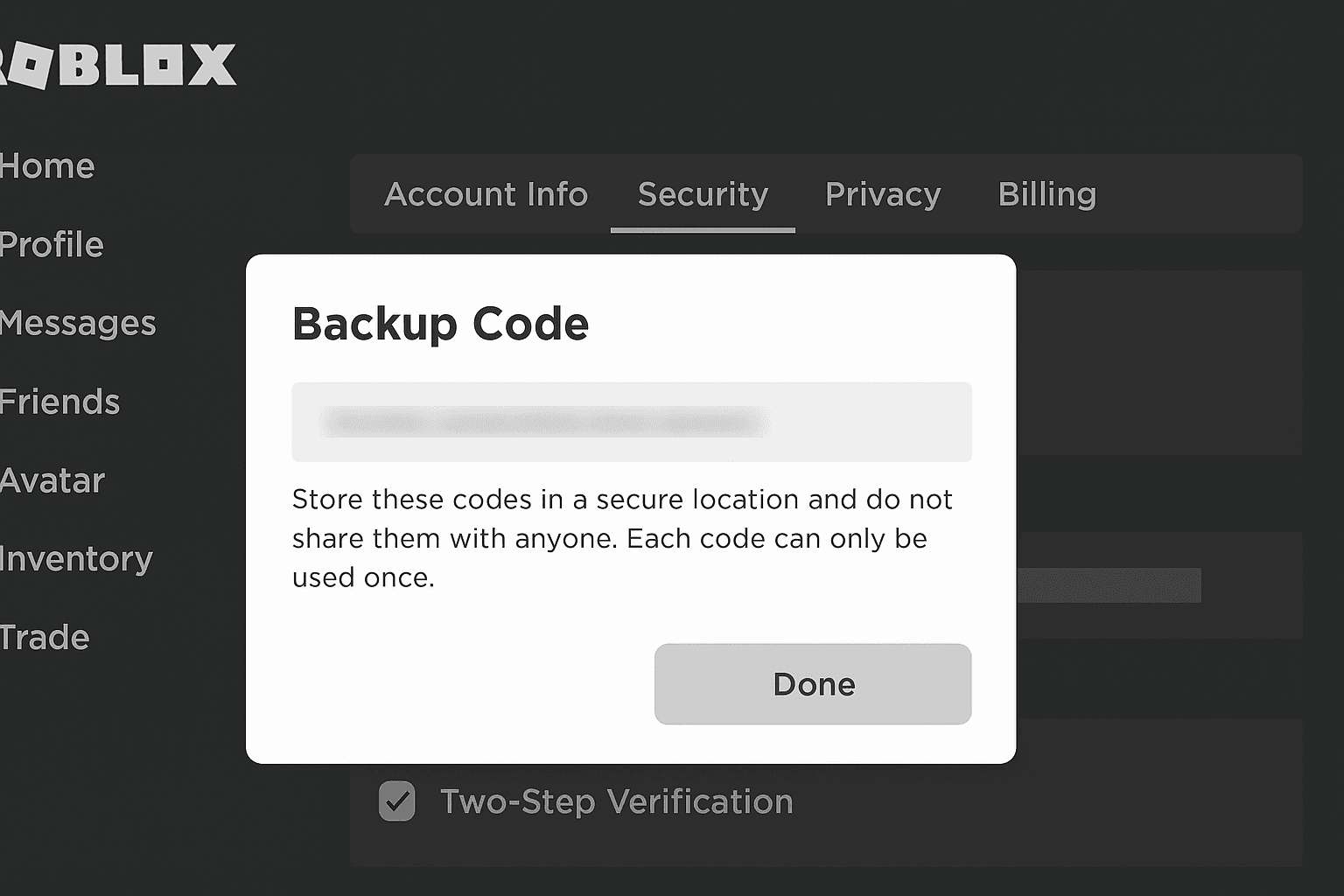 Cara Mendapatkan Backup Code di Roblox